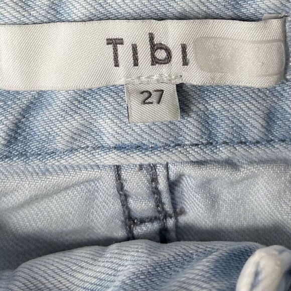 TIBI Skirt Womens 27 Bleached Denim Mini Large Pocket Cotton Stretch - Picture 8 of 10